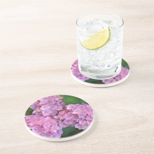 Dessous De Verre En Grès Pastel rose Hortensia hydrangea fleurs (Côté)