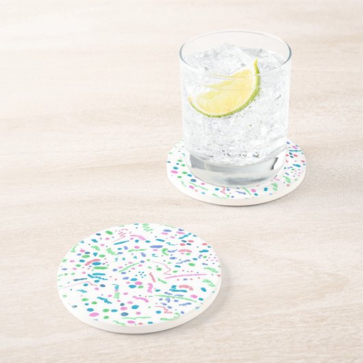 Dessous De Verre En Grès Pastel Splatter Confetti Imprimer (Côté)