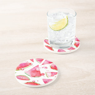 Dessous De Verre En Grès Pastèque à l'aquarelle 1
