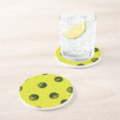 Dessous De Verre En Grès pastèque jaune avec graines (Côté)