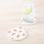 Dessous De Verre En Grès Pastèque rose, Graines de pastèque, Motif d'été (Côté)