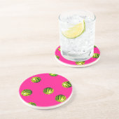 Dessous De Verre En Grès pastèque rose motif (Côté)