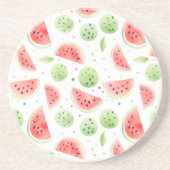 Dessous De Verre En Grès Pastèque rouge verte blanche Anniversaire (Devant)