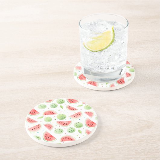 Dessous De Verre En Grès Pastèque rouge verte blanche Anniversaire (Côté)