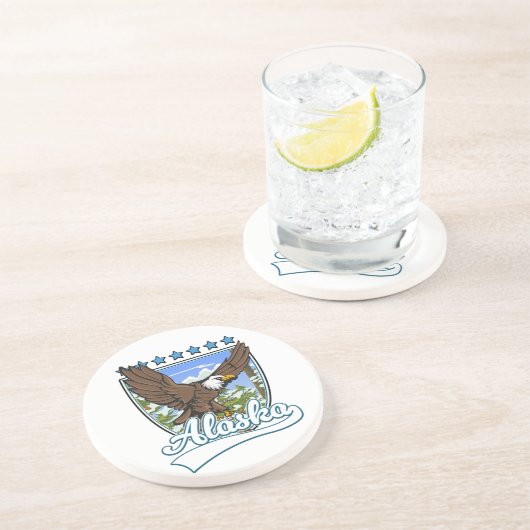 Dessous De Verre En Grès Patch de voyage Alaska (Côté)