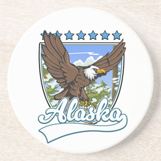 Dessous De Verre En Grès Patch de voyage en Alaska (Devant)