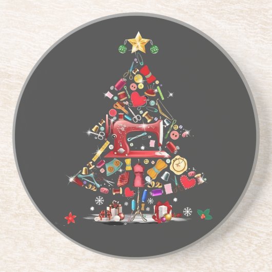 Dessous De Verre En Grès Patchwork Joyeux Noël Arbre Patchwork Quilting (Devant)