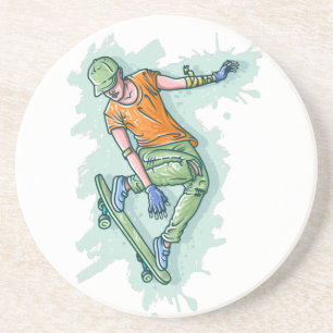 Dessous De Verre En Grès Patineur de vol de couleur