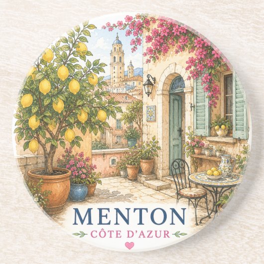 Dessous De Verre En Grès Patio Menton French Riviera coasters (Devant)