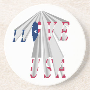 Dessous De Verre En Grès Patriotisme effarant : I Love USA Perspective Art