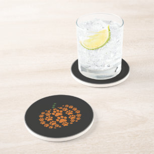 Dessous De Verre En Grès Patte Citrouille Empreinte de Patte de Chien Actio