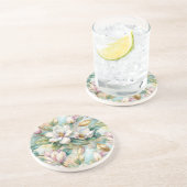 Dessous De Verre En Grès Pattern Elegant Magnolias (Côté)