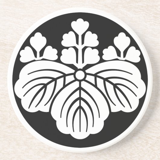 Dessous De Verre En Grès Paulownia avec 5&3 fleurs de gâteau de riz (Devant)