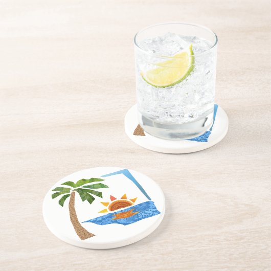 Dessous De Verre En Grès Paume, Sun et mer (Côté)