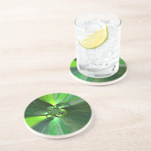 Dessous De Verre En Grès Pays Motif Abstrait Green Foliage Fox