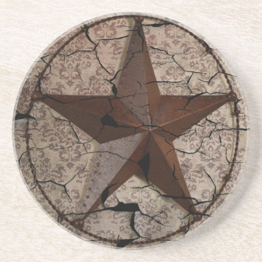 Dessous De Verre En Grès Pays occidental rustique Primitif Texas Star (Devant)