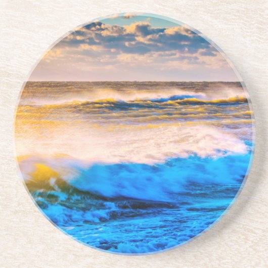 Dessous De Verre En Grès Paysage côtier au lever du soleil (Devant)