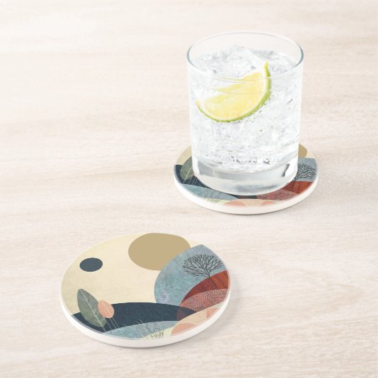 Dessous De Verre En Grès Paysage de Imaginaire Hills (Côté)