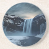 Dessous De Verre En Grès Paysage de la cascade en Islande (Devant)