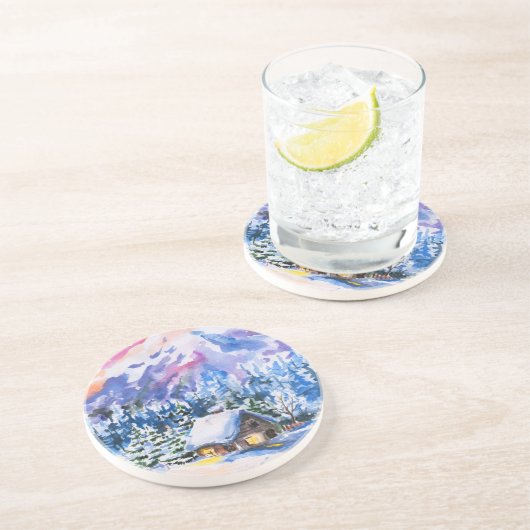 Dessous De Verre En Grès Paysage d'hiver (Côté)