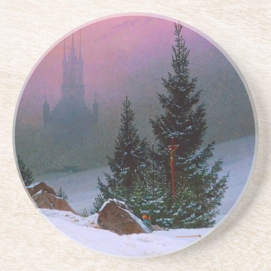 Dessous De Verre En Grès Paysage d'hiver Caspar David Friedrich (Devant)