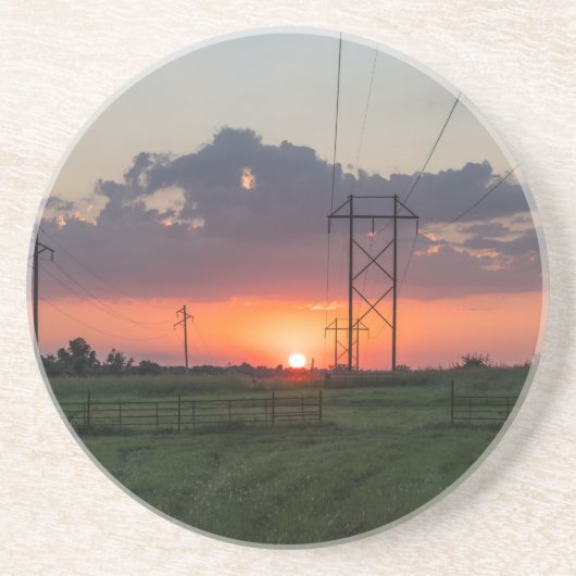Dessous De Verre En Grès Paysage du coucher de soleil (Devant)