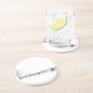 Dessous De Verre En Grès Paysage hivernal neige