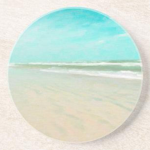 Dessous De Verre En Grès Paysage marin de Sky Beach Turquoise