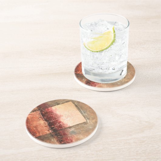 Dessous De Verre En Grès Paysage rouge Abstrait (Côté)