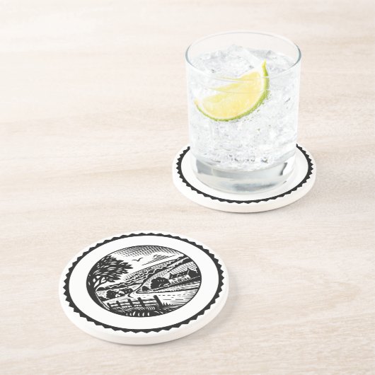 Dessous De Verre En Grès Paysage rural 01 (Côté)