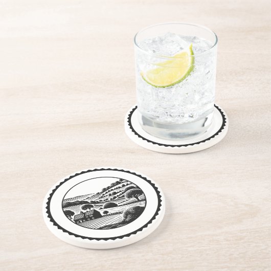 Dessous De Verre En Grès Paysage rural 06 (Côté)