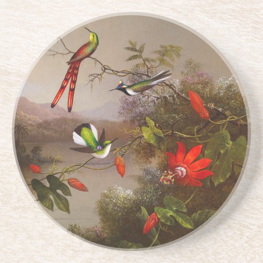 Dessous De Verre En Grès Paysage tropical avec dix colibris (Devant)