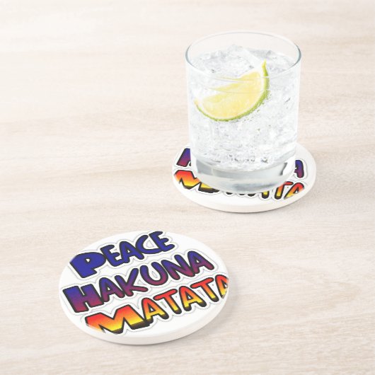 Dessous De Verre En Grès Peace Hakuna Matata Gradient Art (Côté)