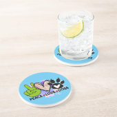 Dessous De Verre En Grès Peace Love Chiens Hippie Style Coeur Paw Bright (Côté)