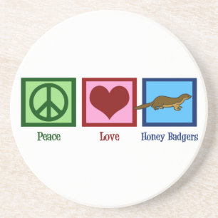 Dessous De Verre En Grès Peace Love Honey Badgers