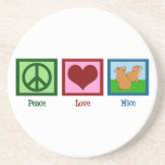 Dessous De Verre En Grès Peace Love Mice<br><div class="desc">Un signe de paix,  un coeur et une souris mignonne. J'adore mes adorables souris de compagnie.</div>