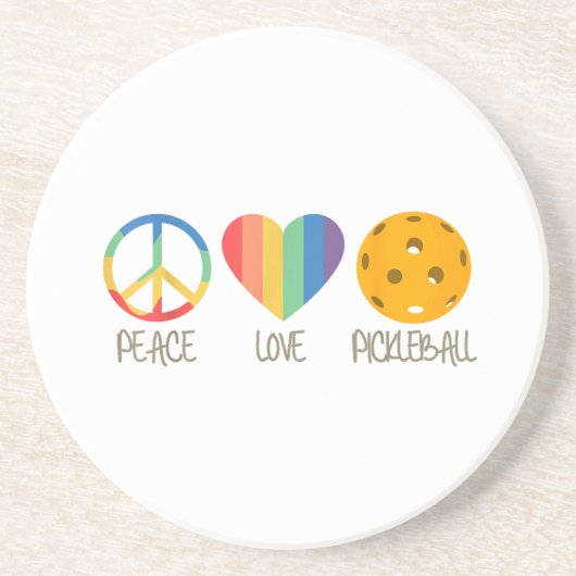 Dessous De Verre En Grès Peace Love Pickleball (Devant)