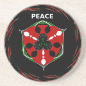 Dessous De Verre En Grès "Peace : with Shield Emblem" (Devant)