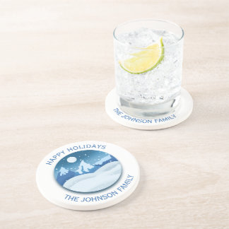 Dessous De Verre En Grès Peaceful Frosted Landscape Custom