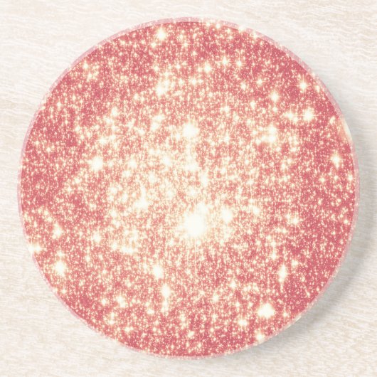 Dessous De Verre En Grès Peach Champagne Stars (Devant)