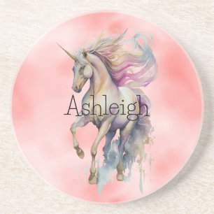 Dessous De Verre En Grès Peach Pink Unicorn Dream