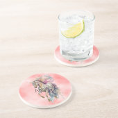 Dessous De Verre En Grès Peach Pink Unicorn Dream (Côté)