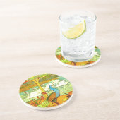 Dessous De Verre En Grès Peacocks et cygnes (Côté)