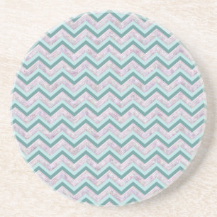 Dessous De Verre En Grès Pearl Floral Turquoise ZigZag Motif