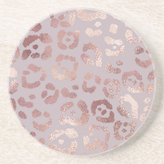 Dessous De Verre En Grès Peau léopard : élégance or rose. (Devant)