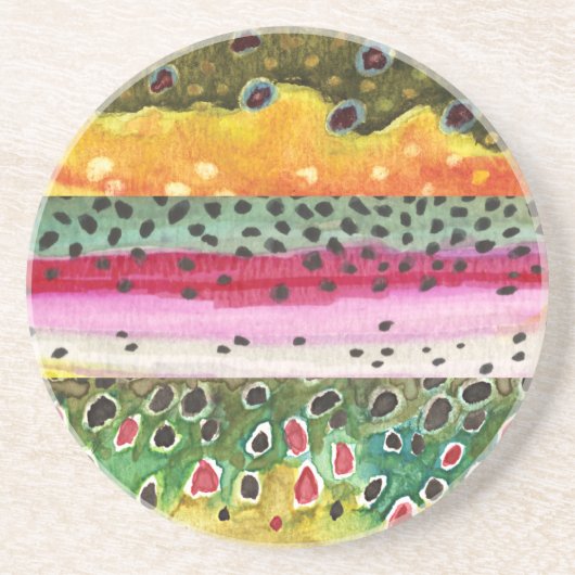 Dessous De Verre En Grès Pêche à la truite (Devant)