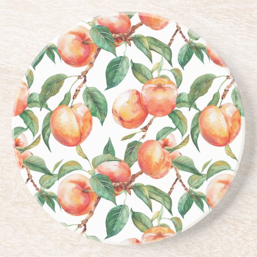 Dessous De Verre En Grès Pêches Fruit (Devant)