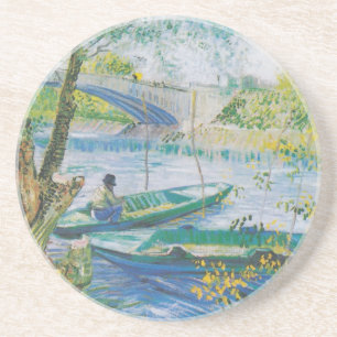 Dessous De Verre En Grès Pêcheurs et bateaux de Van Gogh au Pont de Clichy