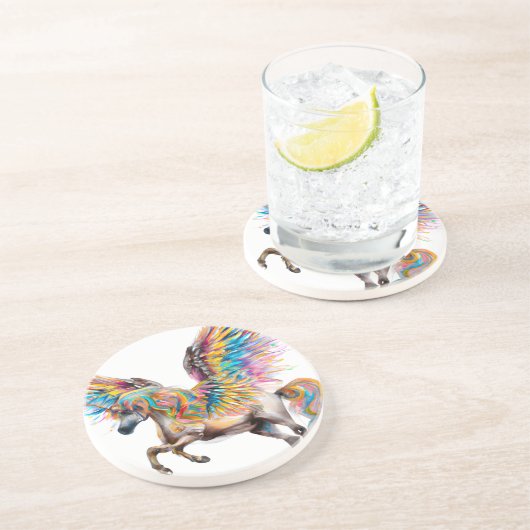 Dessous De Verre En Grès Pégase coloré (Côté)