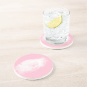 Dessous De Verre En Grès Peine blanche rose douce - Floral (Côté)